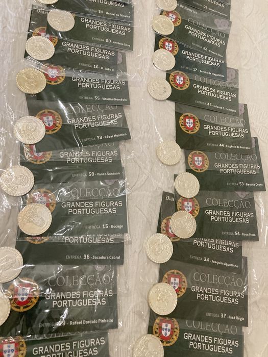 Coleção de moedas grandes figuras portuguesas