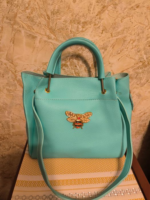 Сумка блакитна із замінника, 2 в 1.