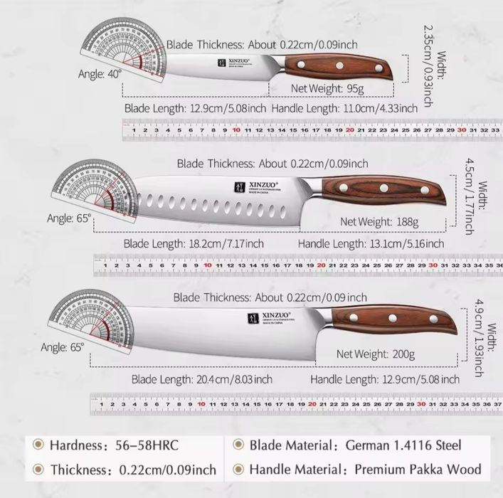 Набор японских премиум ножей Xinzuo + Подарки(нож, шеф-нож, подставка)