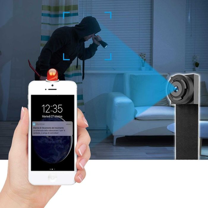 Mini câmara Wifi com bateria discreta 1080p deteção movimento