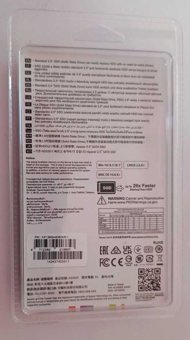 Apacer AS350X, 128GB, SATA III, 2.5", 3D NAND Taiwan