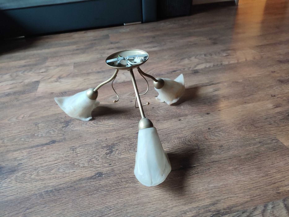 Żyrandol Lampa sufitowa , 3 x40W, klosze w kształcie kwiatu