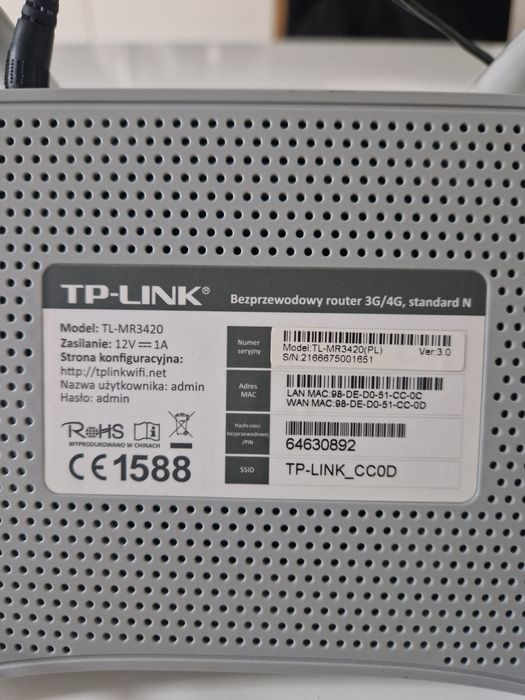 Router TP Link TL-MR3420. 3G/4G