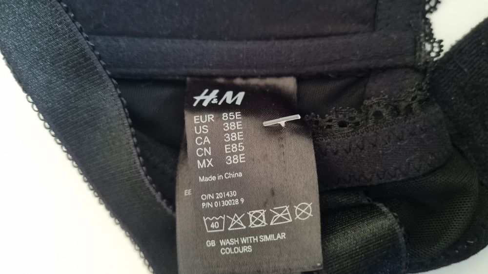 Czarny stanik biustonosz usztywniany bez fiszbin H&M