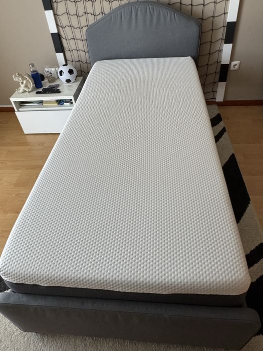 Camas de solteiro Ikea Hauga Beje ou Cinza com colchão Emma Original