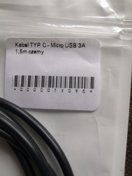 Kabel C-Micro USB 3A 1,5m czarny NOWY