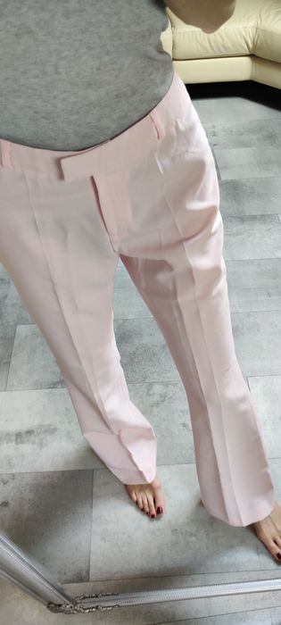 Spodnie w kant wizytowe biurowe pudrowy róż rozm S