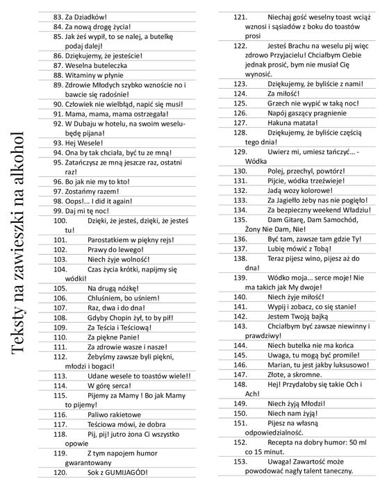 Zawieszki na alkohol 100 sztuk