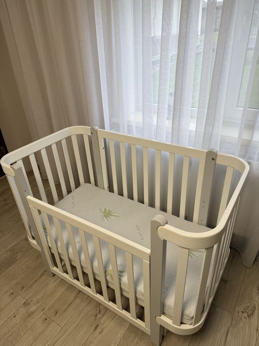 Дитяче ліжечко Верес з маятником детская кроватка Верес біло-сірий