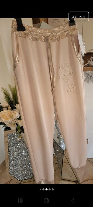 Spodnie dresowe zdobione kwiat ML