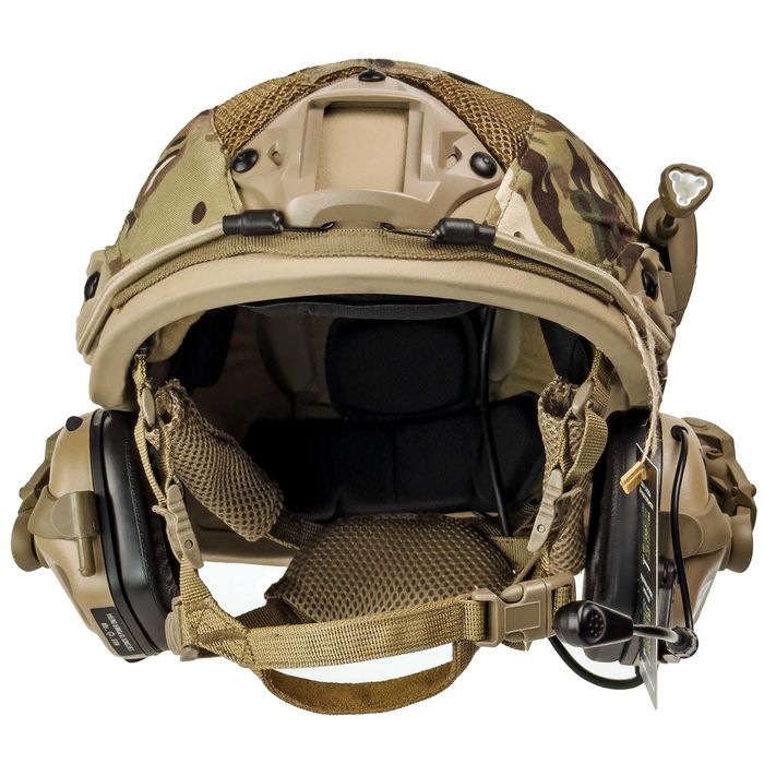 Комплект: шолом з кавером та навушник. + підсумок противаги + ліхтарик