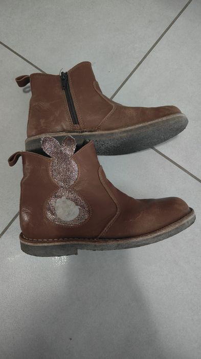 Skórzane botki w kolorze jasnobrązowym 32 Kmins