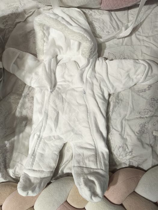 Теплий комплект на виписку з пологового будинку Ромбік білий