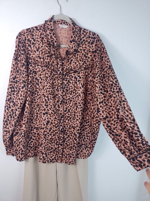 Koszula w panterkę rozmiar 18 luźny oversize'owy fason 100% wiskoza