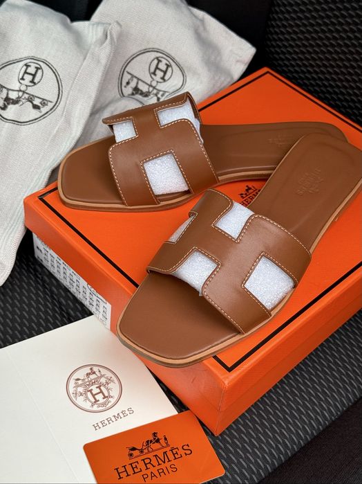 Шльопанці Hermes коричневі (37-40)