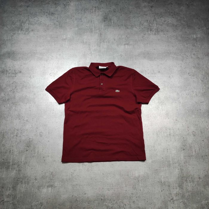 MĘSKA Koszulka PREMIUM Bawełna Pętelka Lacoste Bordowa Haft Logo
