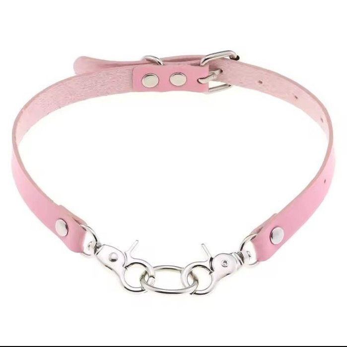 Розовый кожаный чокер, панк