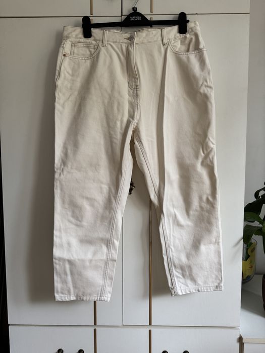 Spodnie jeansowe dżinsy jeansy ecru kremowe Next 46 XXL 18