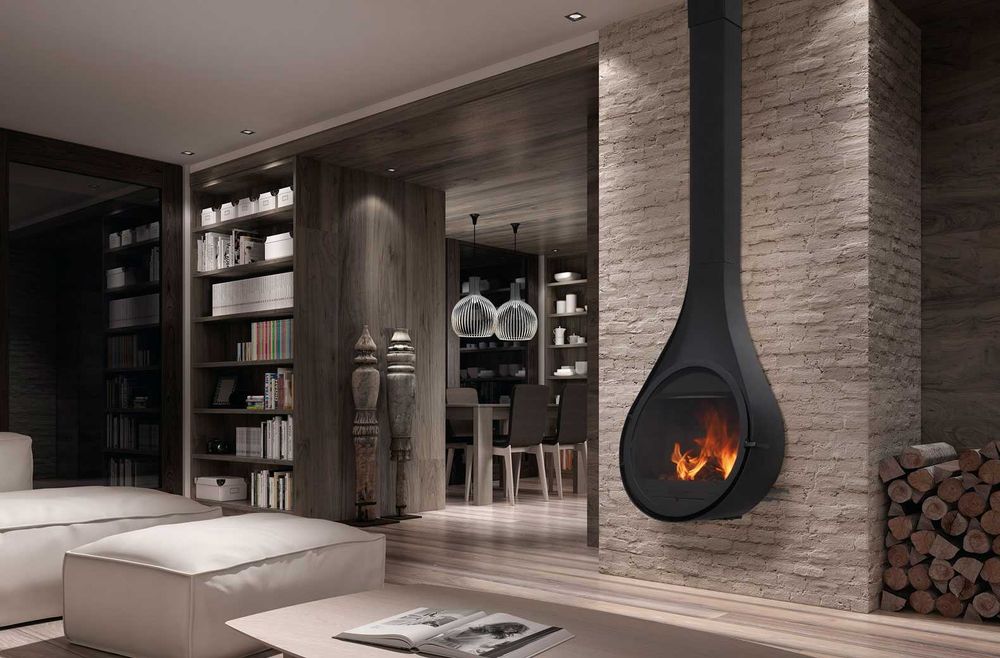 Kominek wiszący Rocal model Drop z montażem