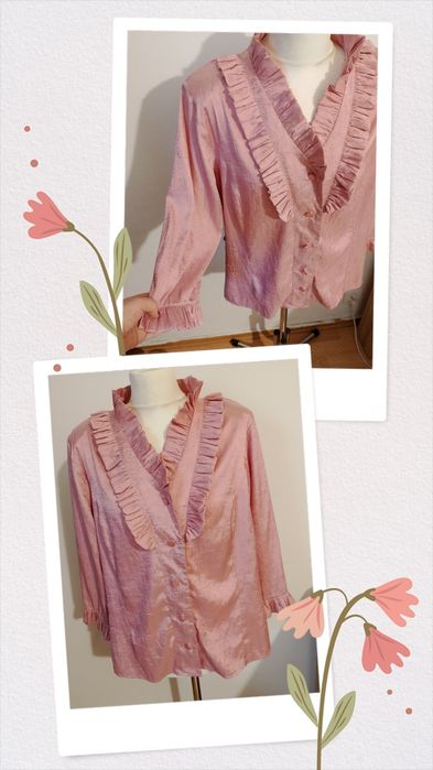 Bluzeczka koszulowa pudrowy róż rozmiar XXL -4XL