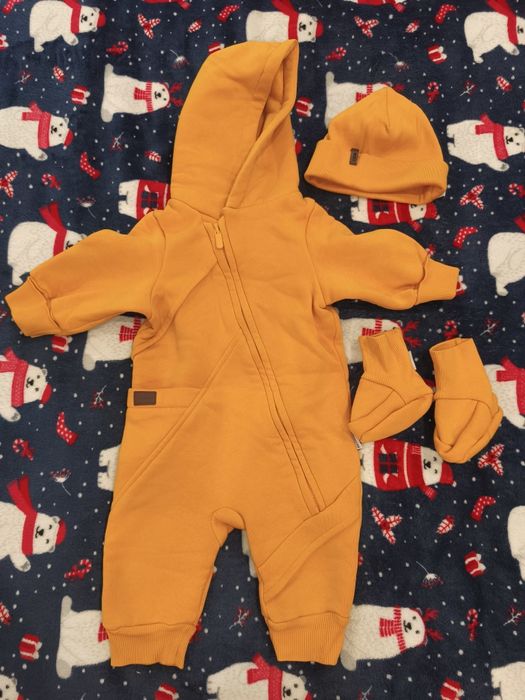 Ромпер на флісі, шапочка,пінетки