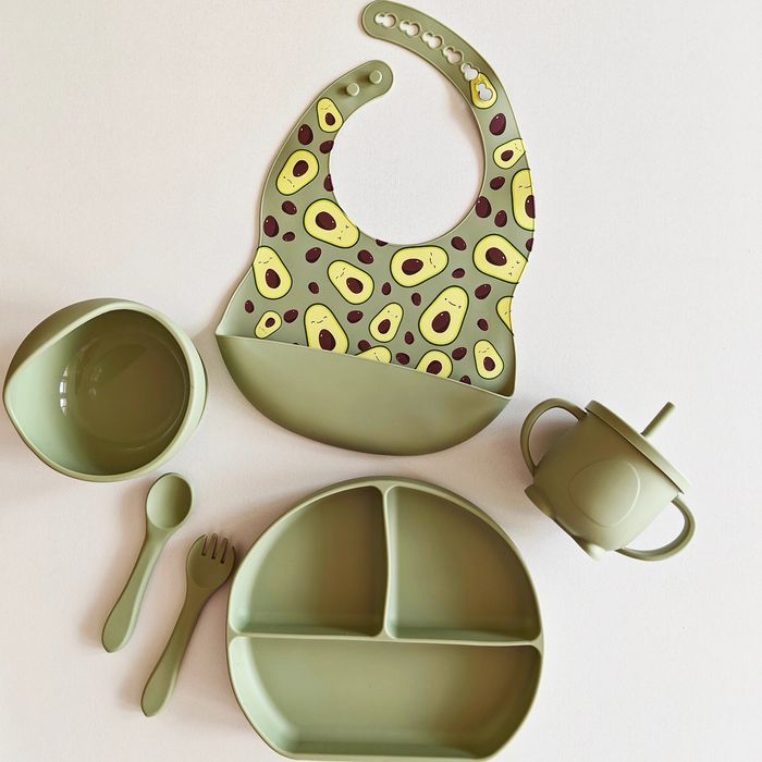 Набір дитячого силіконового посуду з принтом