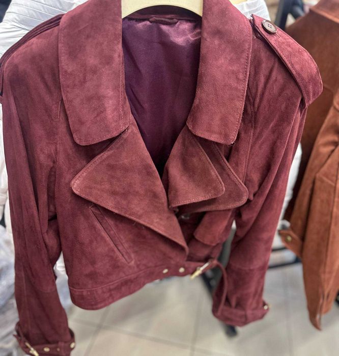 Kurtka stylowa skórzana ramoneska zamsz naturalny