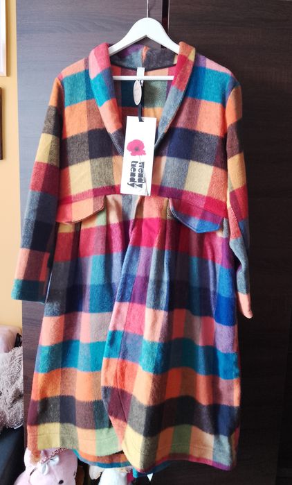 Płaszcz narzutka Wendy Trendy w kratę s-xxl