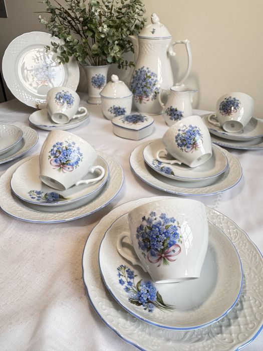 Сервіз квіти, чайний сервіз на 6 персон, ваза, декор, вінтажні пляшки