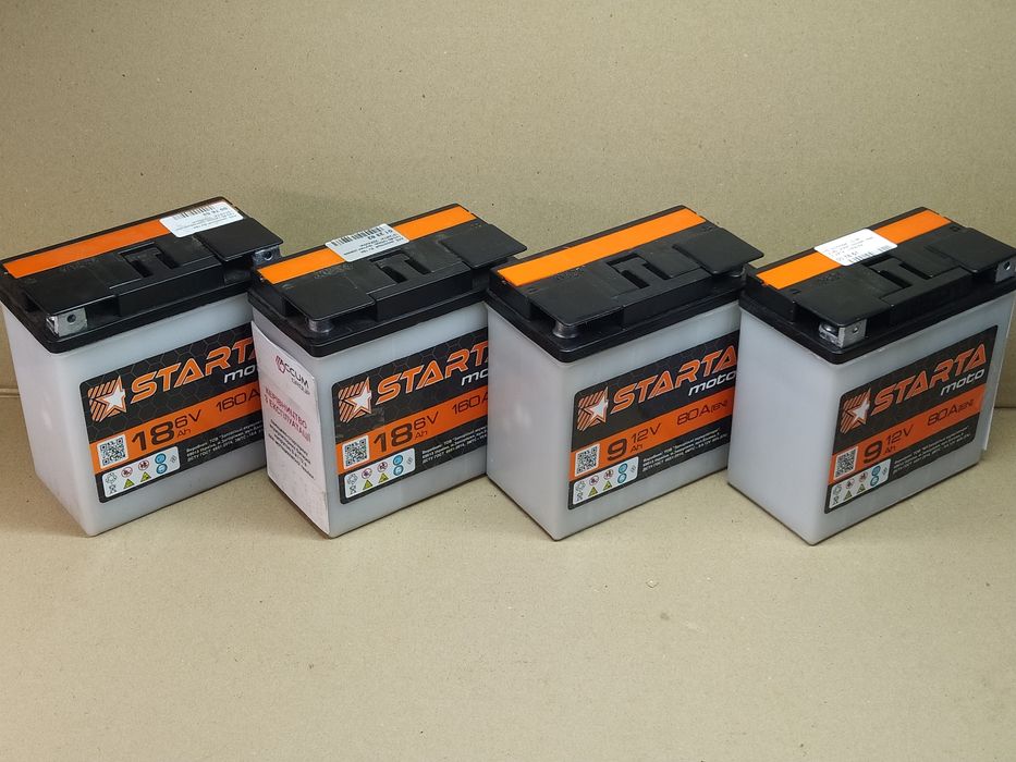 Аккумулятор мото АКБ 6V 18А, 12V 9А кислотный "STARTA"