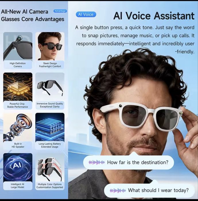 AI Smart Glasses розумні окуляри з камерою Bluetooth та перекладачем