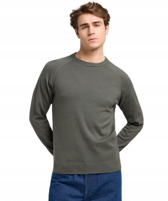 Sweter Męski Sweter CLEAN RAGLAN SWEATER Olive Gray M