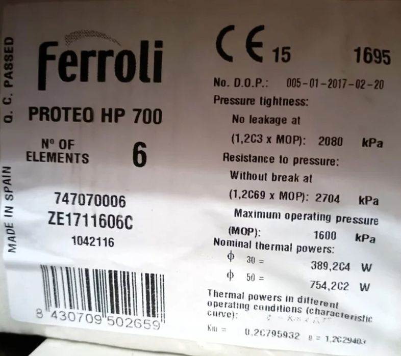 Radiadores Ferroli Proteo HP 700 (Novos)