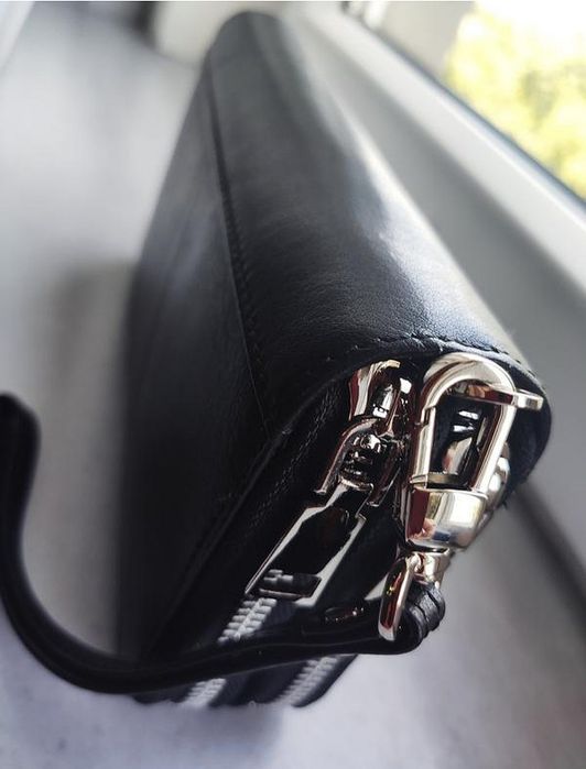 Кожаный кошелек (гаманець) универсальный. Цвет - Черный