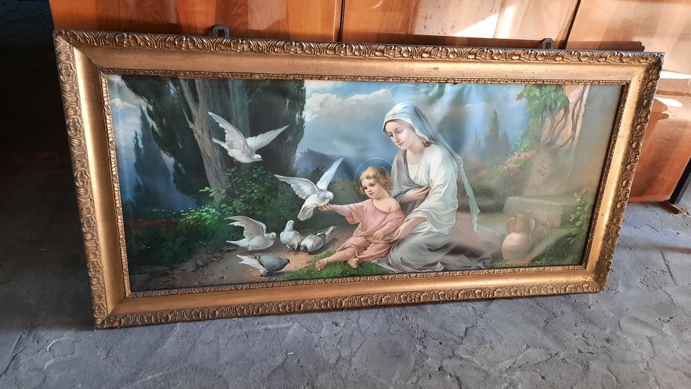 Stary, podłużny obraz religijny
