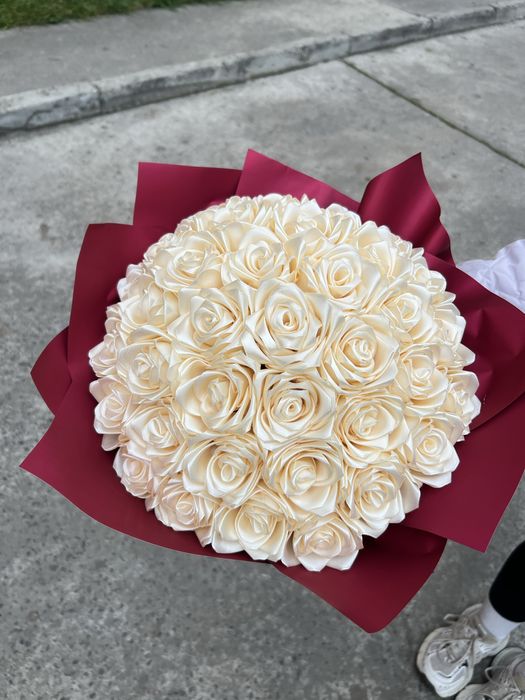 Букет троянд з атласної стрічки 37шт ( Букет Роз )