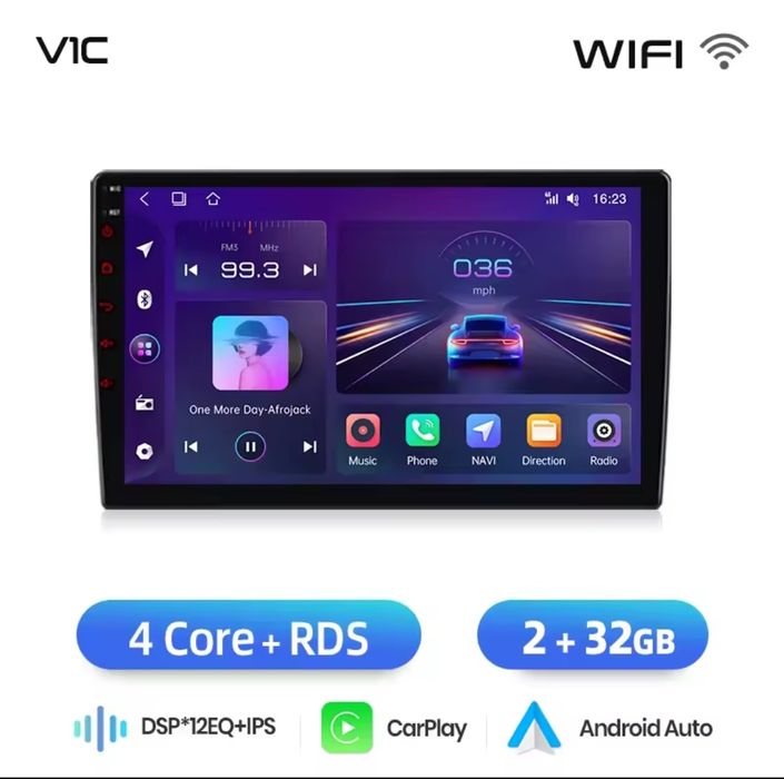 Rádio Android 9" Mercedes W163 (ML320) c/ CarPlay e GPS 2/32GB NOVO