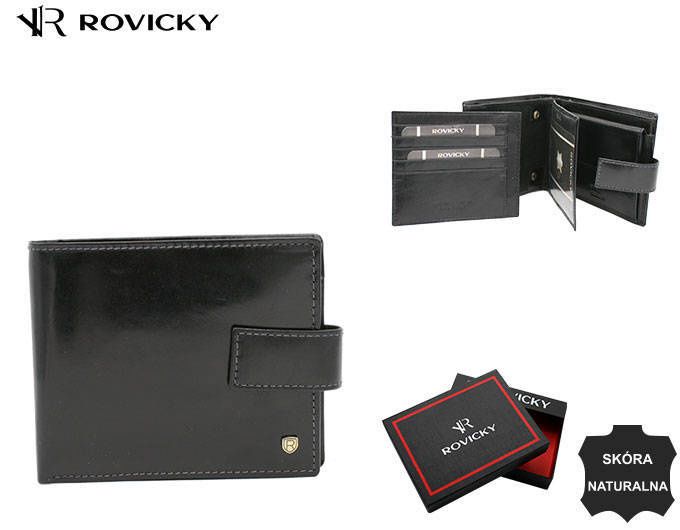 duży, skórzany portfel męski na zatrzask - rovicky
