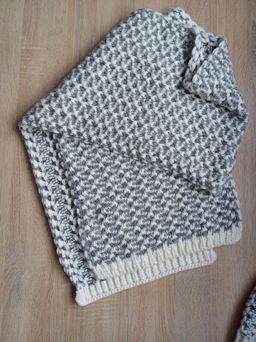 Komplet czapka z pomponem i szal gruby splot Greenpoint