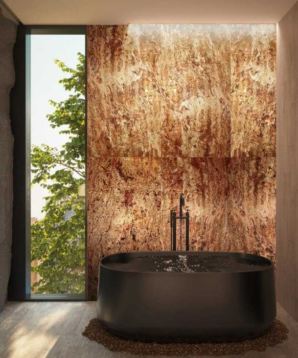 naturalny KAMIEŃ żywica transparentna LAMPA ściana TV efektowny LUXURY