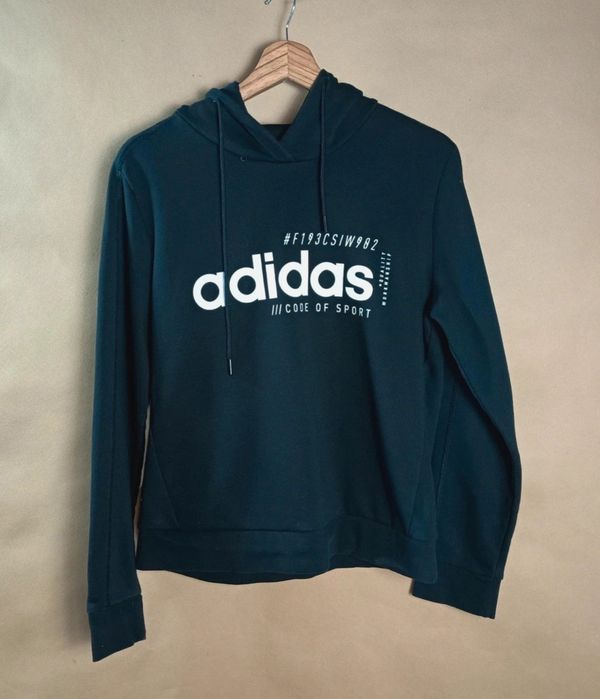 Adidas bluza Damska Czarna Sportowa Kaptur Kangurka Bawełniana Casual