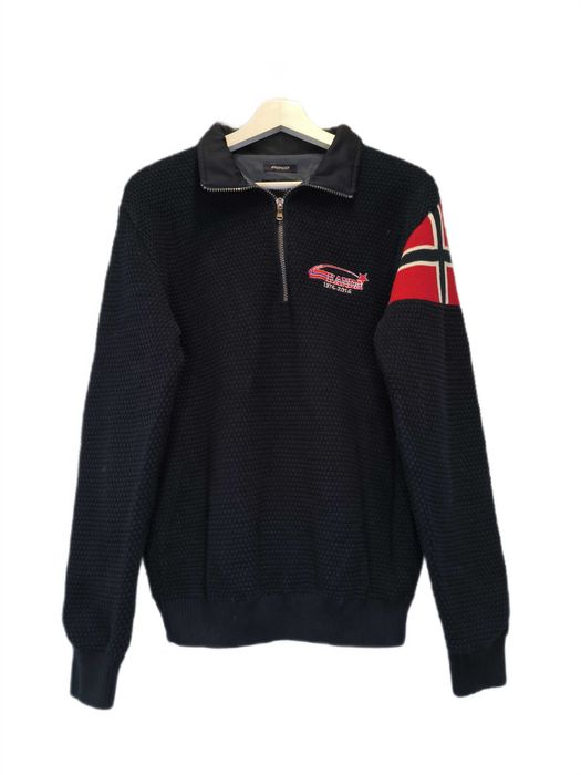 Sweter Wełniany Holebrook Wełna Granatowy Half-Zip XS