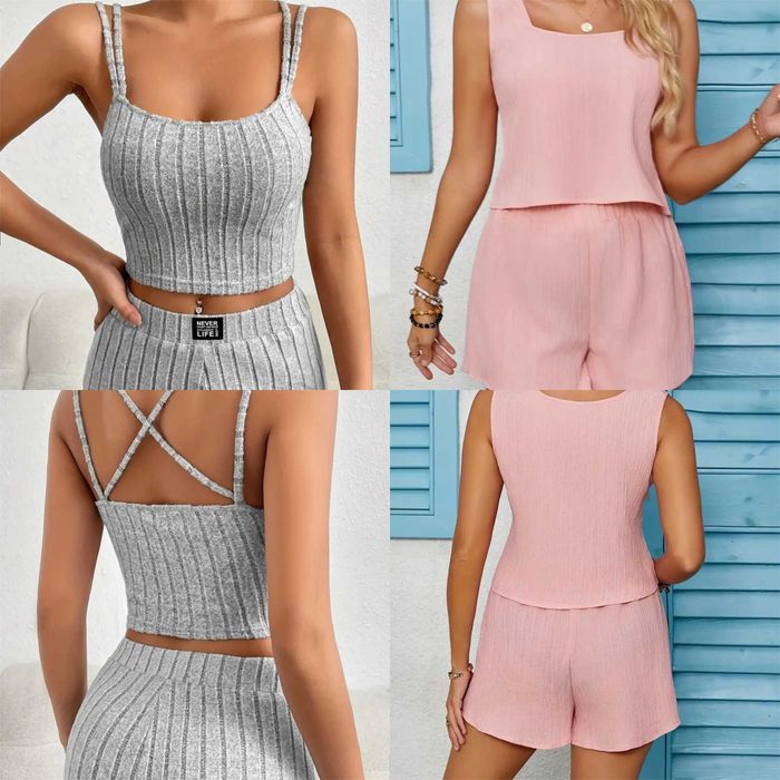 Vestidos, conjuntos (top/calção). Modelos e tamanhos diversos. Novos.
