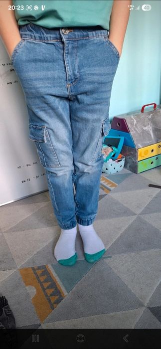 2 pary nowe joggery spodnie chłopięce cargo 134 140
