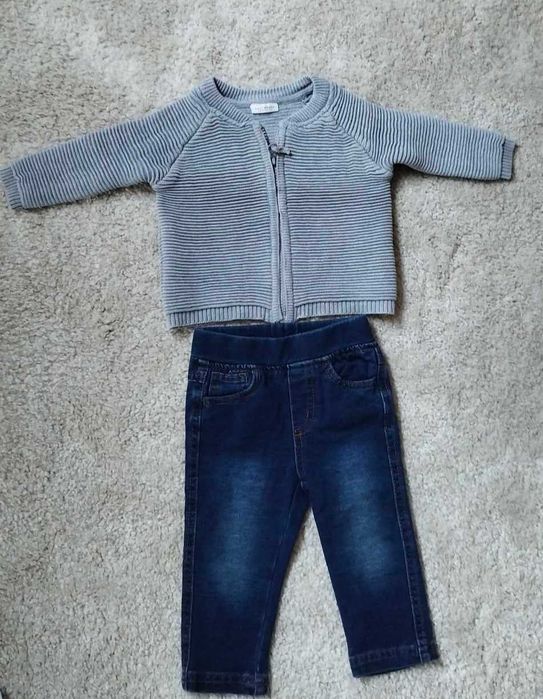 Sweter Next spodnie jeans 6-9 m