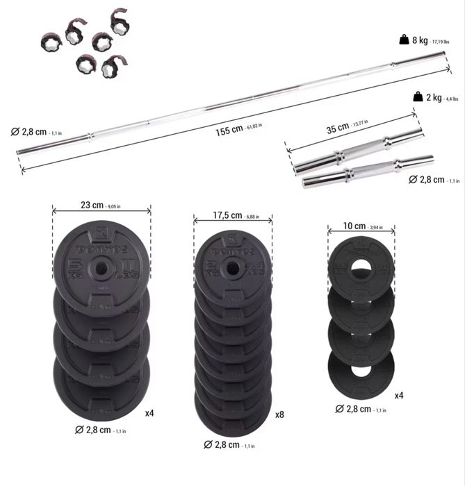 Conjunto de halteres de musculaçao 50kg