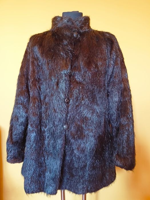 Futro duża kurtka z nutrii czarna