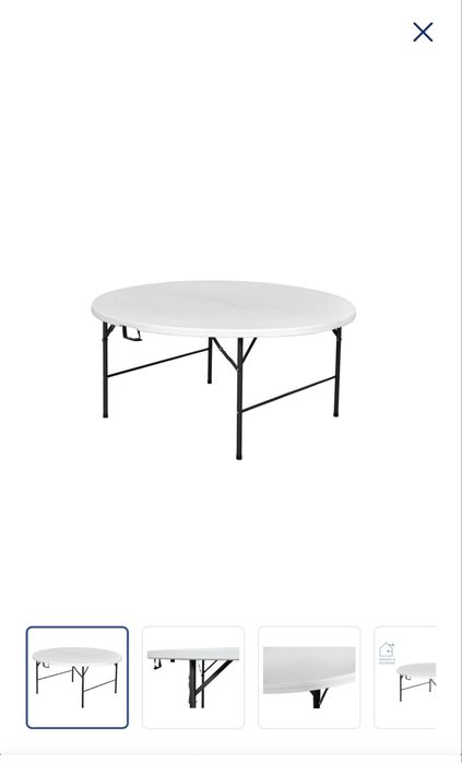 Mesa dobrável para banquetes  aço, tampo em HDPE, Ø 160 x 74 cm, branco