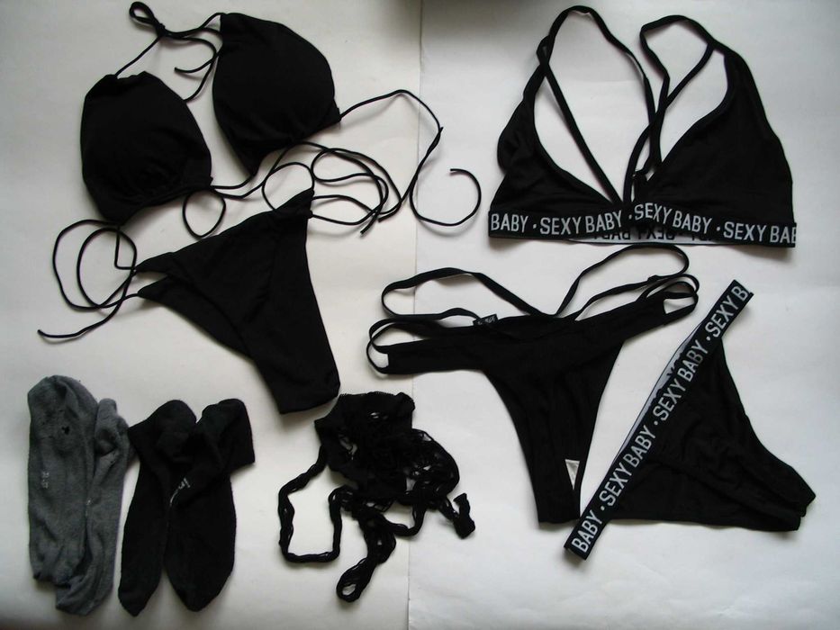Zestaw bielizny damskiej, stringi, skarpetki, rajstopy, bikini