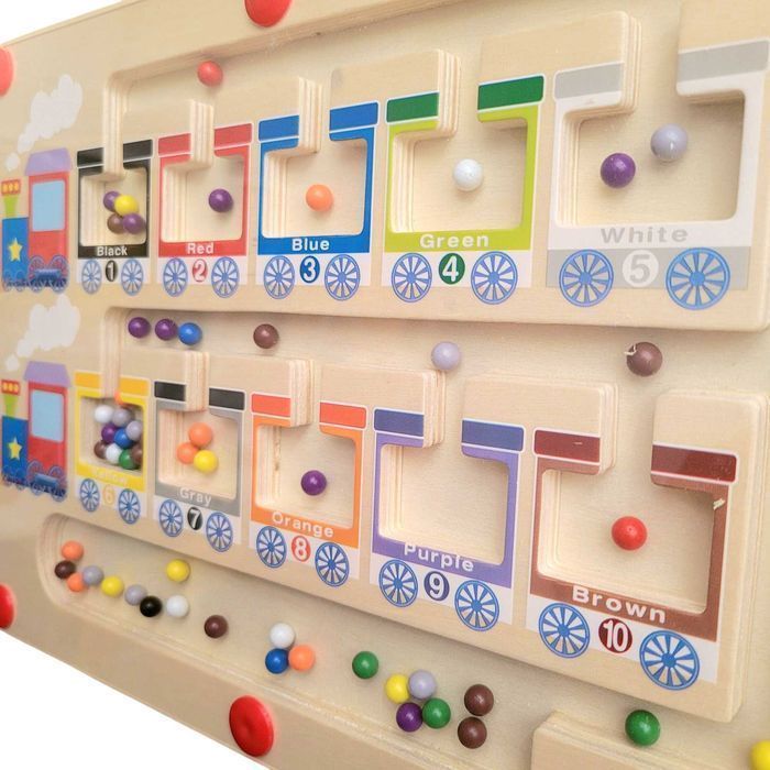 Nowa drewniana zabawka magnetyczna labirynt układanie kolorów #203